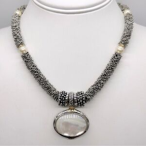 Stocko Vintage Silver and Pearl Pendant Necklace